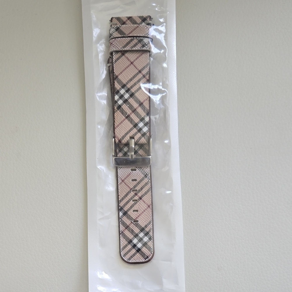 Plaid Watch Strap - Beige and Black